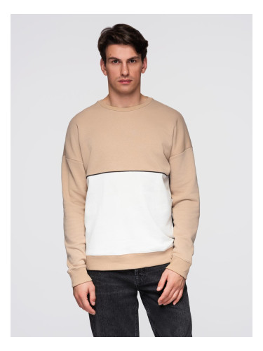 Ombre Men's OVERSIZE sweatshirt with contrasting color combination - beige
