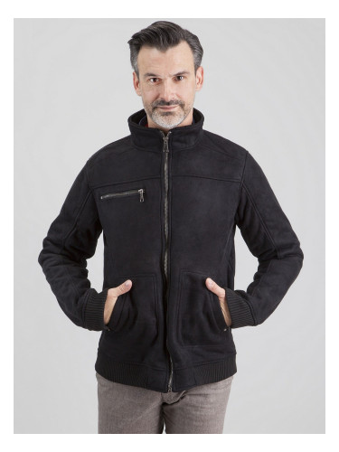 PERSO Man's Men's short eco-suede jacket with a zipper