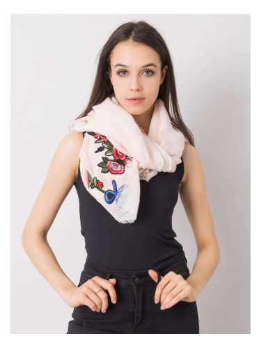Lady's peach scarf with colorful patches