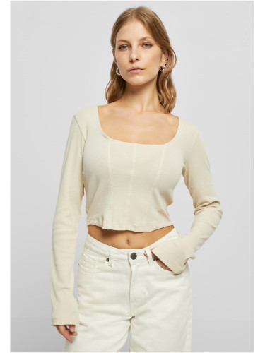 Women's soft grass with short ribs and long sleeves