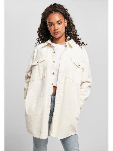Women's long corduroy overshirt whitesand