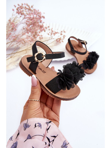 Boto Модни детски сандали на цветя черни поли