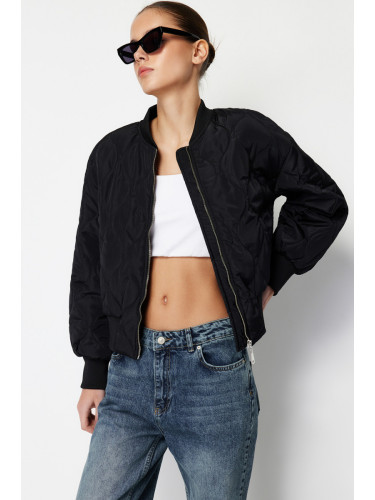 Trendyol черен извънгабаритни водоустойчив бомбардировач яке палто