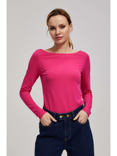 Marisse Fitted Long-Sleeved Fuchsia Blouse
