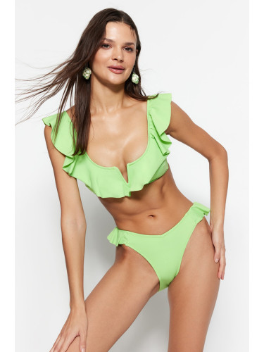 Trendyol Green Ruffle висок крак бикини дъна