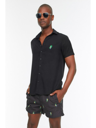 Trendyol Black Short Length Tropical Swim Shorts