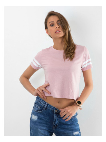 Short, light pink cotton T-shirt