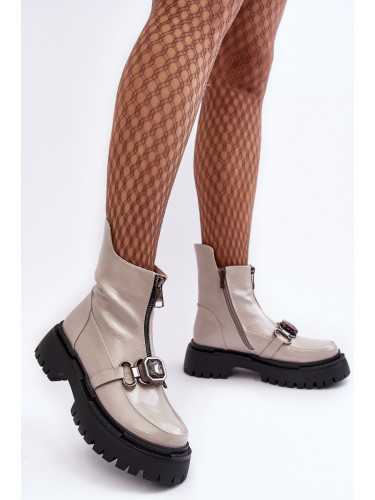 Дамски боти до глезена с лъскав дизайн S. BARSKI