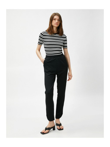 Котон панталон с ластик на талията кльощави крака с цепка