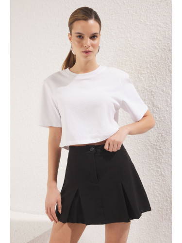 Trendyol Black Woven Pleat Detail Short Skirt