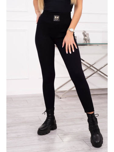 Black ribbed leggings with a high waist