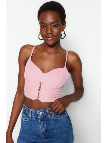 Trendyol Pink Crop Lined Bustier with Woven Accessories
