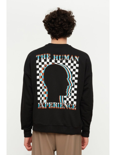 Trendyol Black Oversize/Wide Cut Printed Sweatshirt