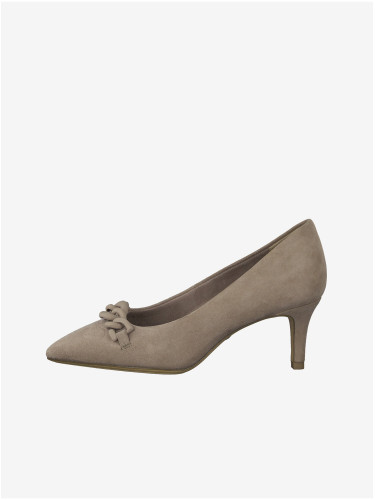 Beige leather pumps with heels from Tamaris