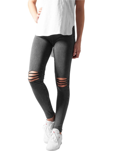 Women's Cut Knee Leggings Acid Black