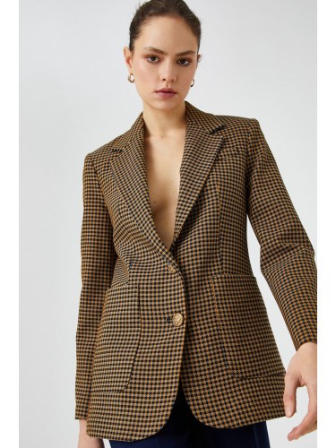 Koton Women's Mustard Plaid Jacket