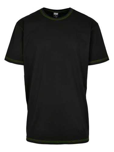 Heavy Oversized Contrast Stitch Tee Black/Electric Lime