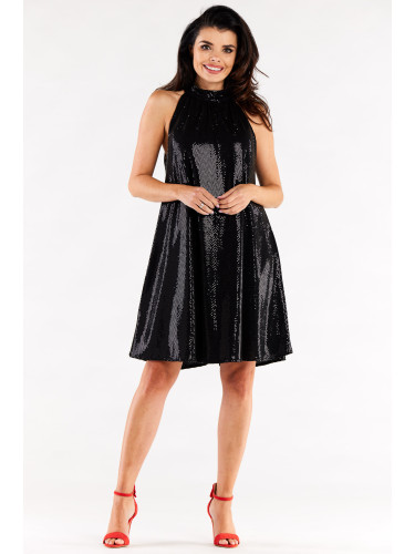 Awama Woman's Dress A563 Black/Dots