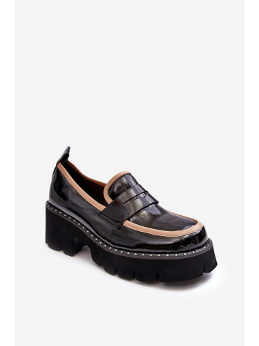 Women's leather loafers D&A Black