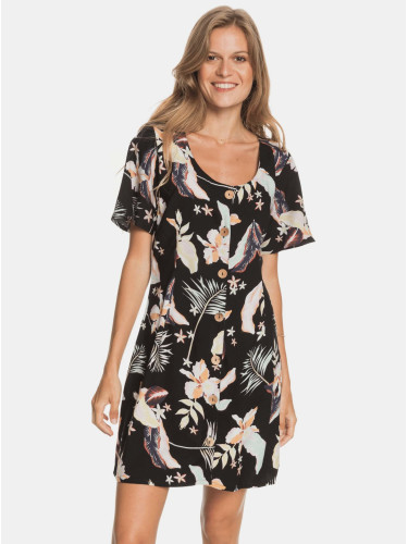 Black Floral Dress with Buttons Roxy - Women
