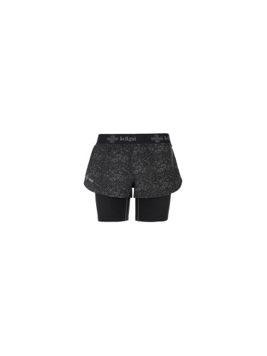 Women's black patterned 2-in-1 running shorts Kilpi BERGEN