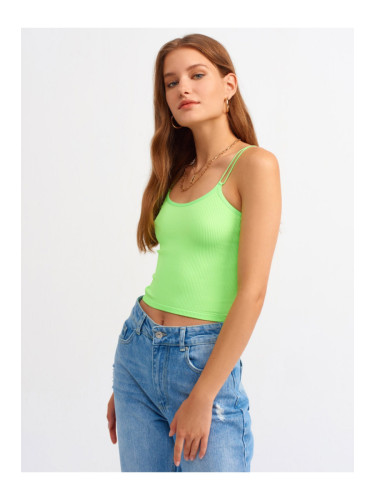 Dilvin 3528 Elastic Crop Top-neon Green