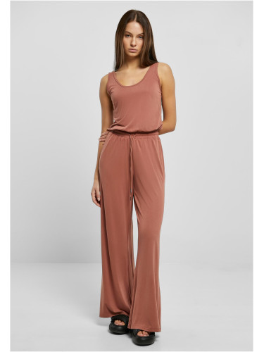 Women's terracotta modal long-sleeved jumpsuit
