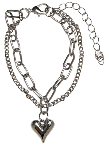 Heart Icon Layering Bracelet - Silver Color