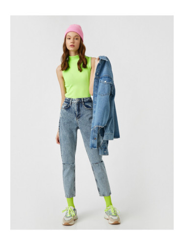 Koton висока талия изтръгнат дънки серия