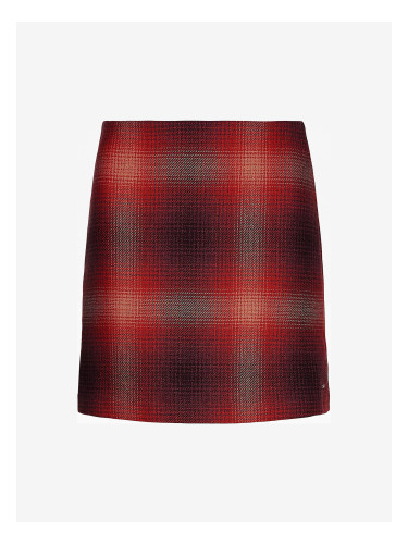 Women's red short skirt with wool Tommy Hilfiger Wool Shadow Check Short