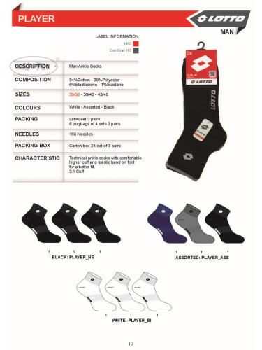 Raj-Pol Man's 3Pack Socks M Lotto Player NE