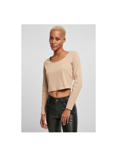 Women's organic beige with a wide cut and long sleeves