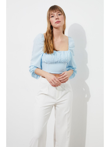 Trendyol Light Blue Crop Blouse