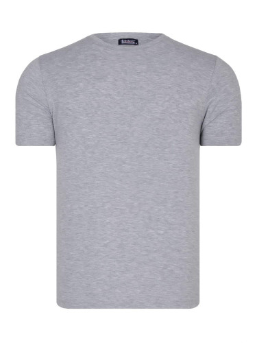 T8569 DEWBERRY BIKE COLLAR MENS T-SHIRT-PLAIN GREY