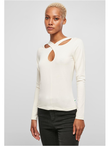 Ladies Crossed Cut Out Longsleeve whitesand