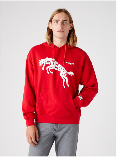 Red unisex patterned hoodie Wrangler - Men