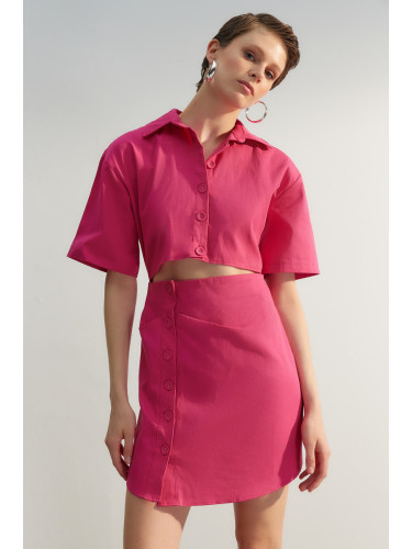 Trendyol лимитирана серия фуксия риза мини тъкани рокля