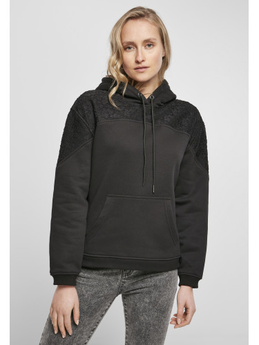 Women's hooded lace insert black