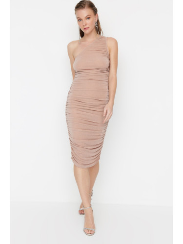 Trendyol прах монтирани трикотажни лъскава вечерна рокля