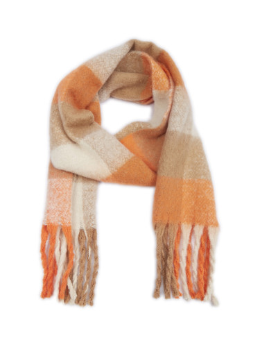 Women's orange-beige plaid scarf ORSAY