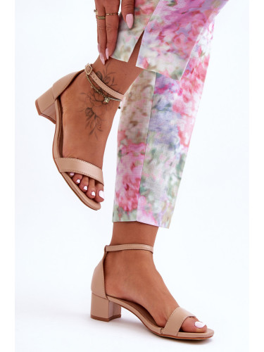Leather heeled sandals of Smooth Beige Inspire Me!