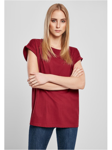 Women's organic shirt with extended shoulder in burgundy color