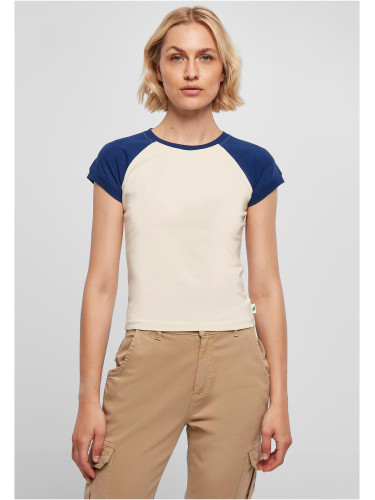 Women's Organic Stretch Short Retro Baseball T-Shirt White Sand/Space Blue