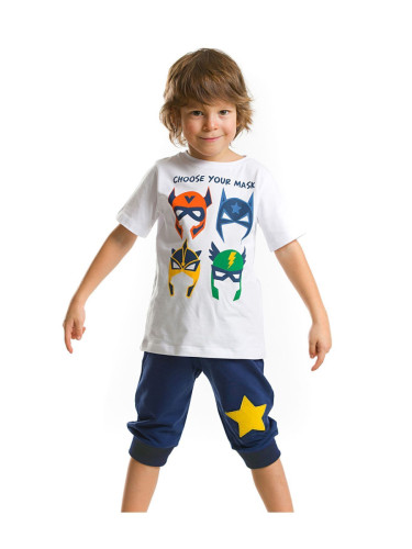 Denokids Mask Gang Boy T-shirt Capri Shorts Set