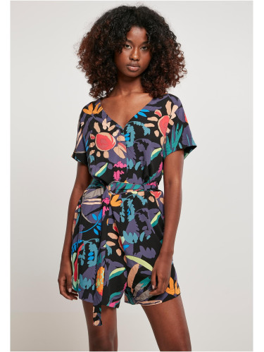 Women's jumpsuit with a short viscose belt in black