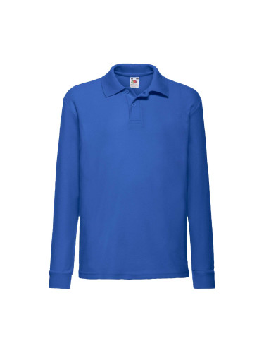 Blue Long Sleeve Polo Shirt Fruit of the Loom