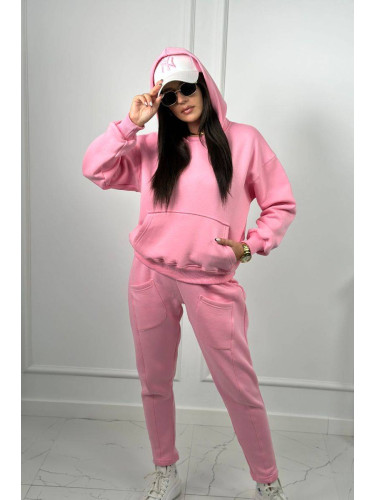 Insulated set sweatshirt + trousers light pink