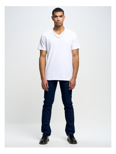 Big Star Man's V_neck_ss T-shirt 152533 Cream-101