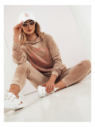 Welurowy komplet damski VIP PRIVATE kamelowy Dstreet