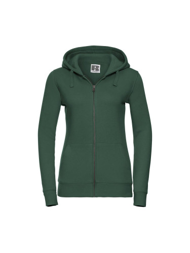 Green women's hoodie with Authentic Russell zipper